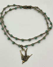 Bohemian Chic Mask Chain - Speckled Turquoise and Taupe