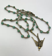 Bohemian Chic Mask Chain - Speckled Turquoise and Taupe